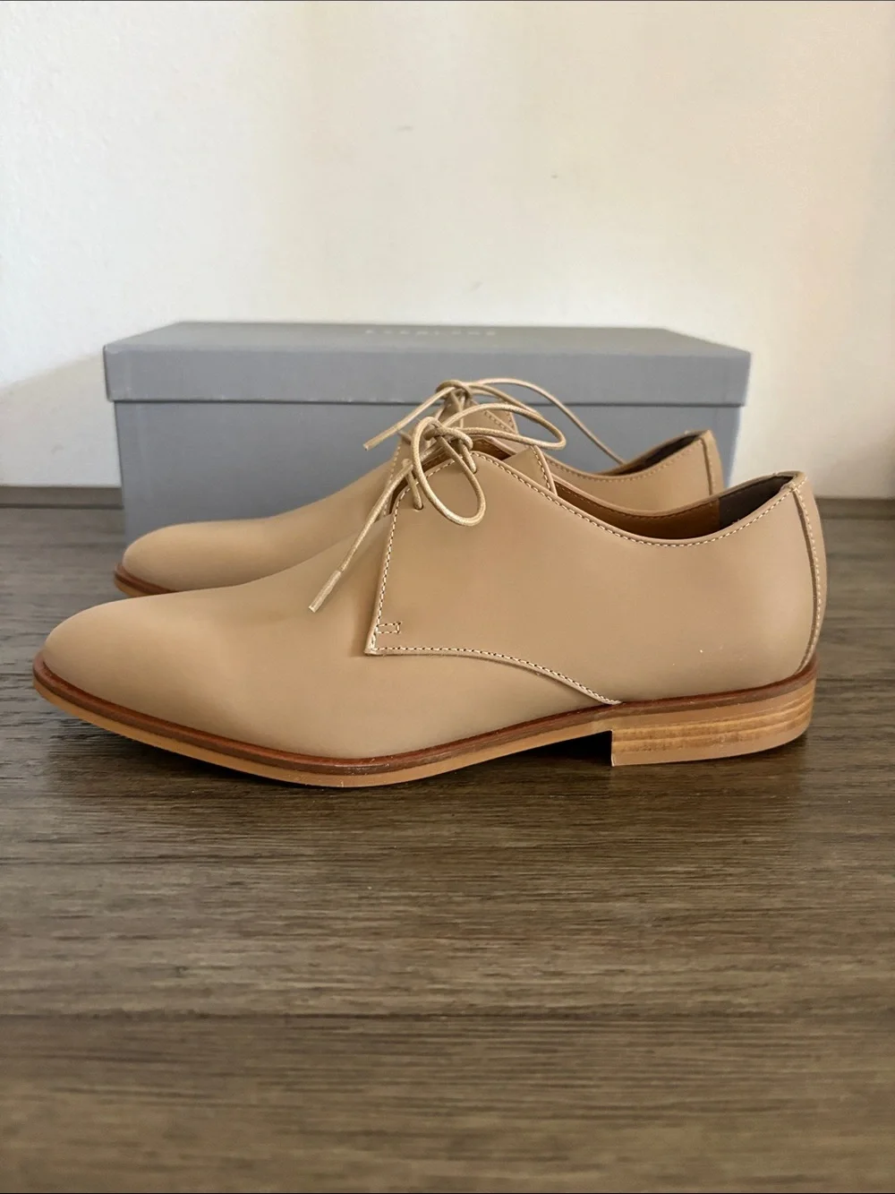 NIB [Everlane] The Modern Oxford Italian Leather Lace Up Shoes Blush Women’s 6.5 - Picture 5 of 15